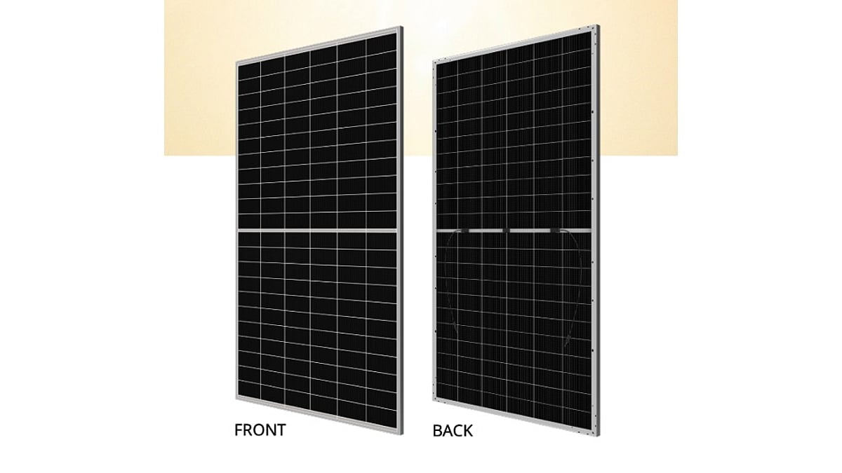farma słoneczna Canadian Solar rzędy paneli Canadian Solar w dużej farmie fotowoltaicznej na polu