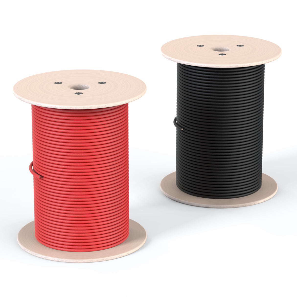 gruby czerwony przewód solarny obok cienkiego w porównaniu na stole warsztatowym